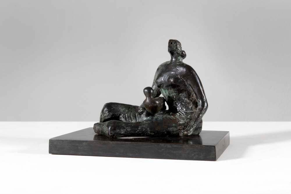 Henry Moore, Draped Seated Mother and Child on Ground, 1980