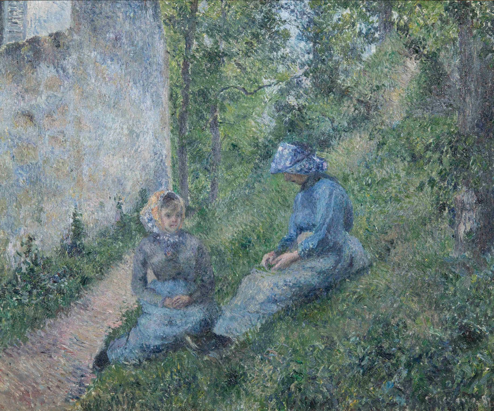 Camille Pissarro, Paysannes assises causant, 1881