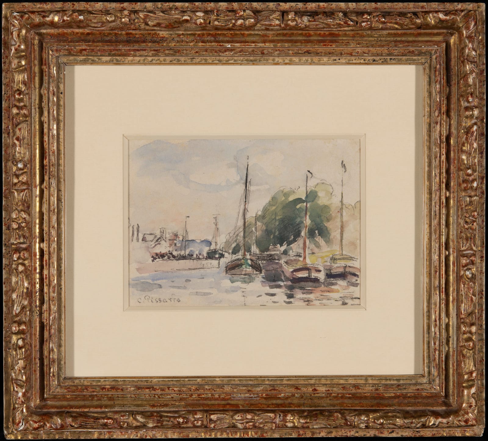 Camille Pissarro, Bateaux à quai, 1894