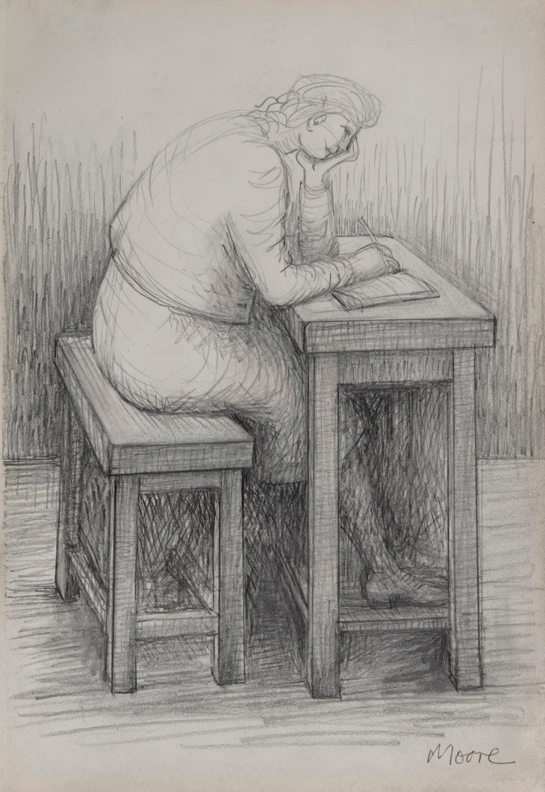 Henry Moore, Girl Doing Homework, 1972-1974