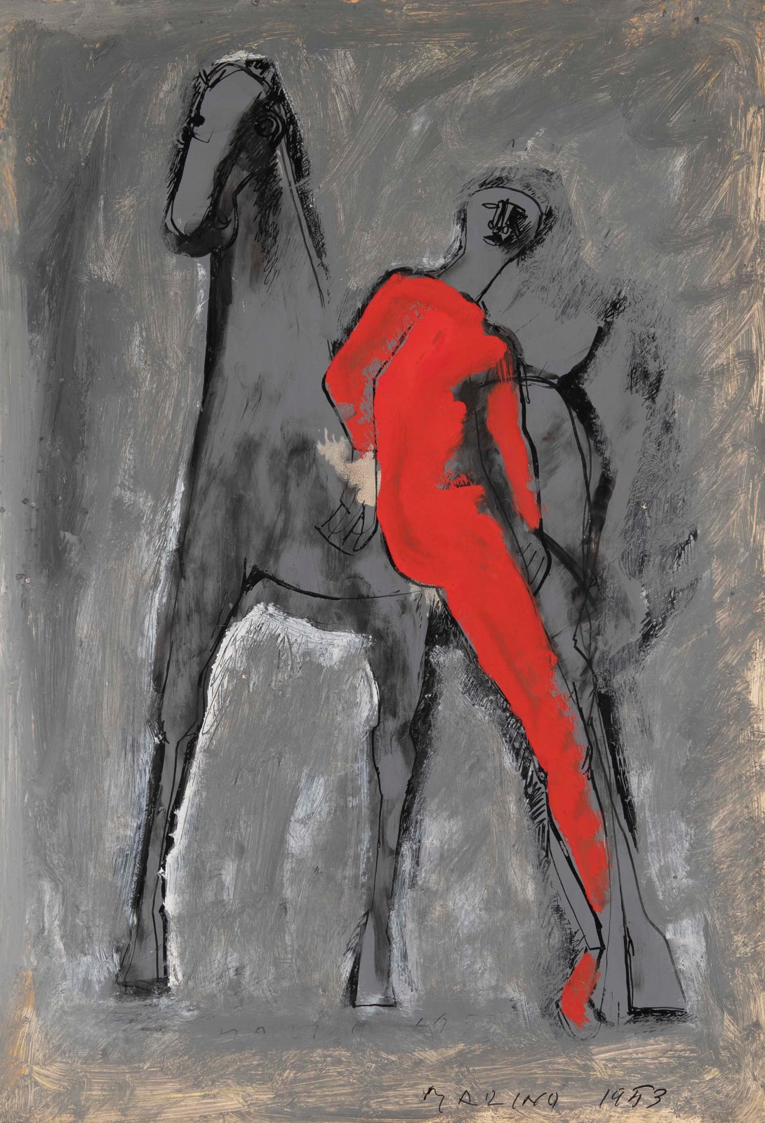 Marino Marini, Horse and Equestrian in Red, 1953