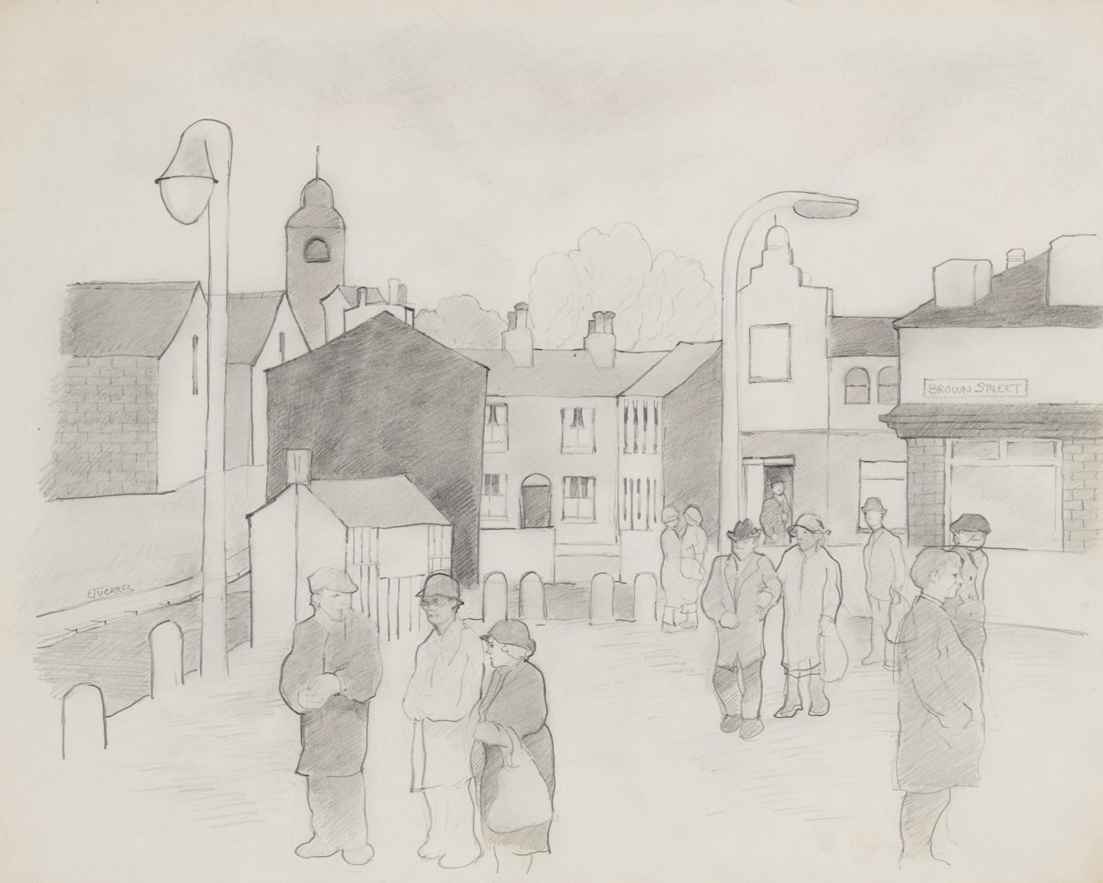Eric Tucker, Preparatory Drawing for 'Brown Street'