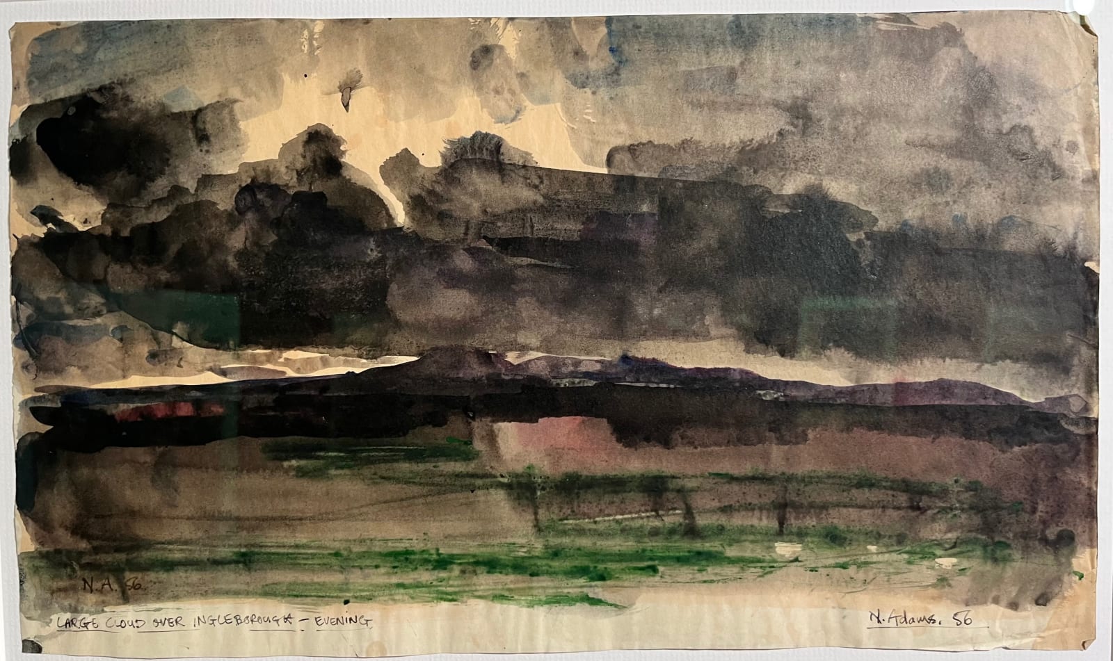 Norman Adams RA, Large Cloud over Ingleborough - Evening , 1956