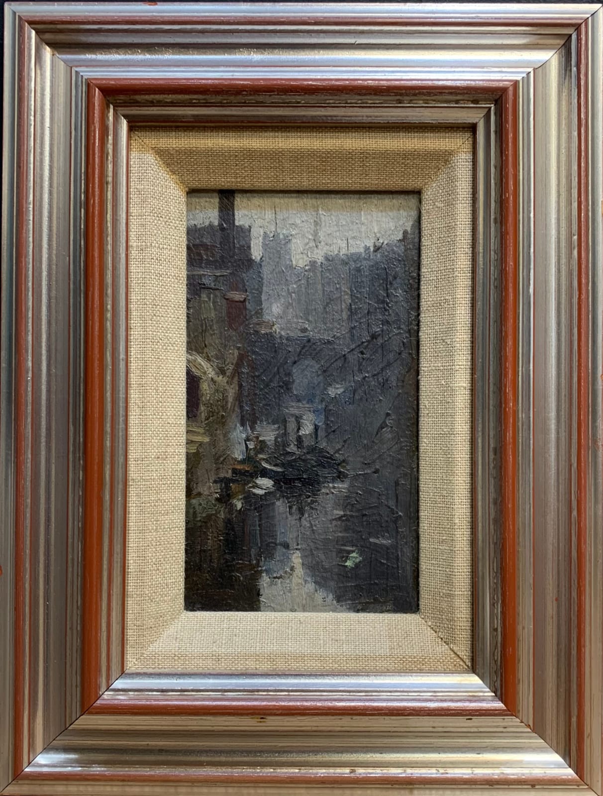 Pierre Adolphe Valette, Manchester Cathedral, looking up the River Irwell from Bailey Bridge, 1909