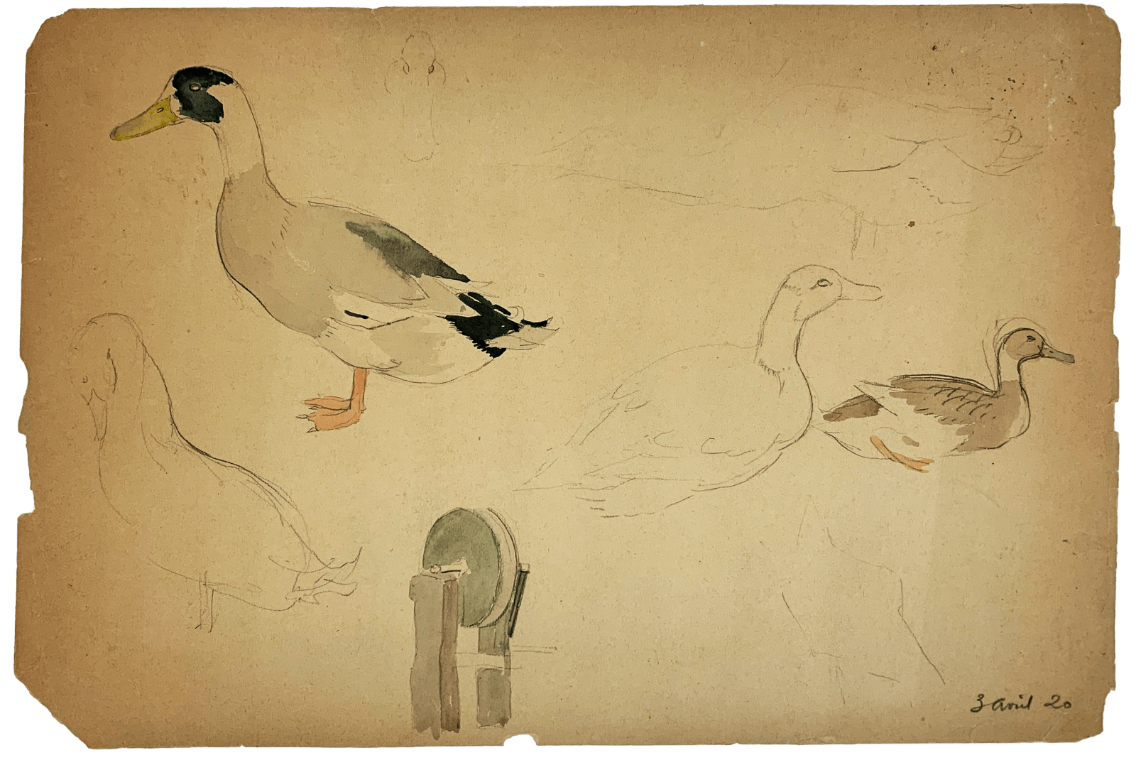 Pierre Adolphe Valette, Ducks and Grinding Wheel, 1920