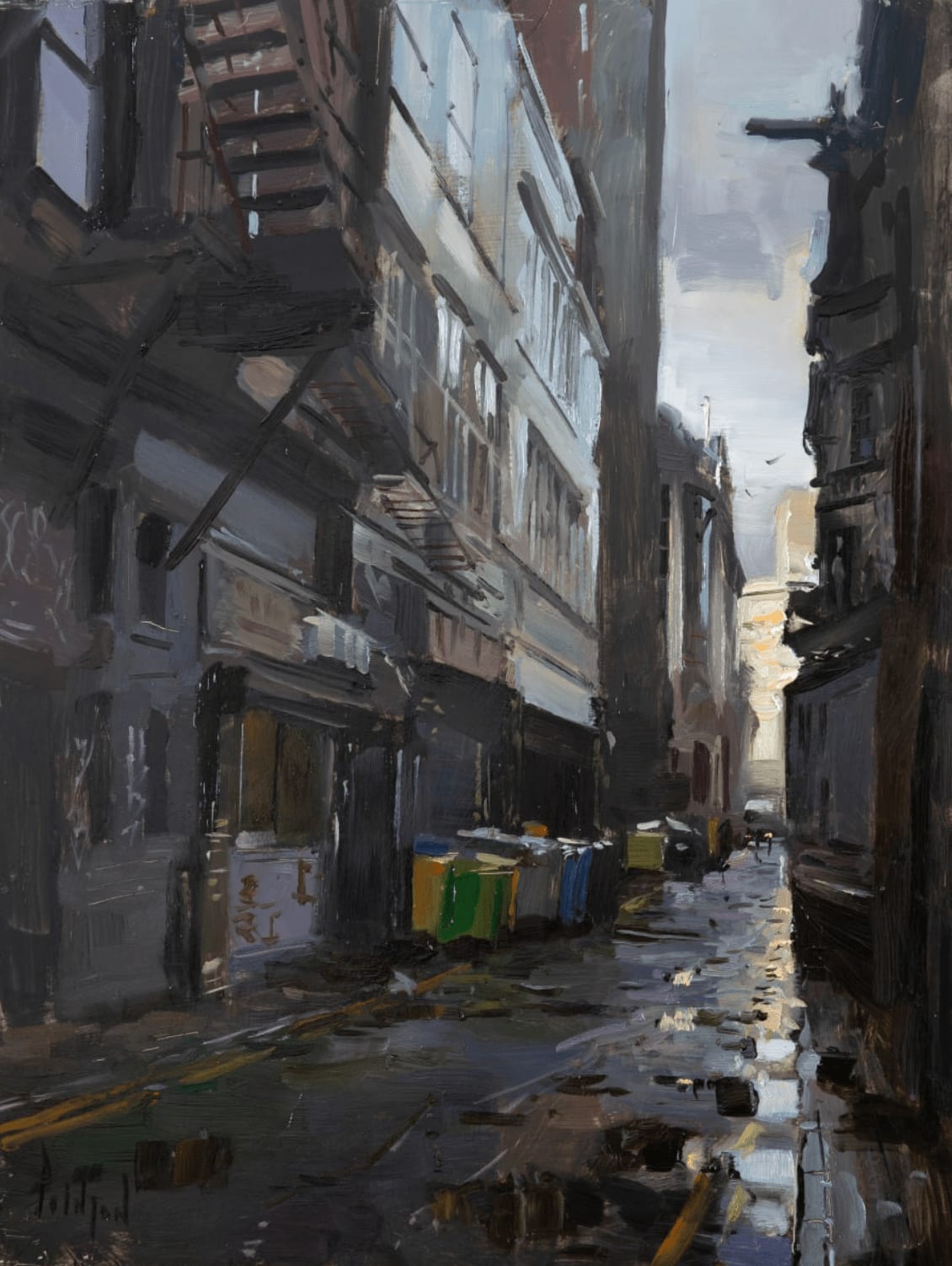 Rob Pointon ROI, Wheelie Bins and Iron Fire Escapes on Back Piccadilly