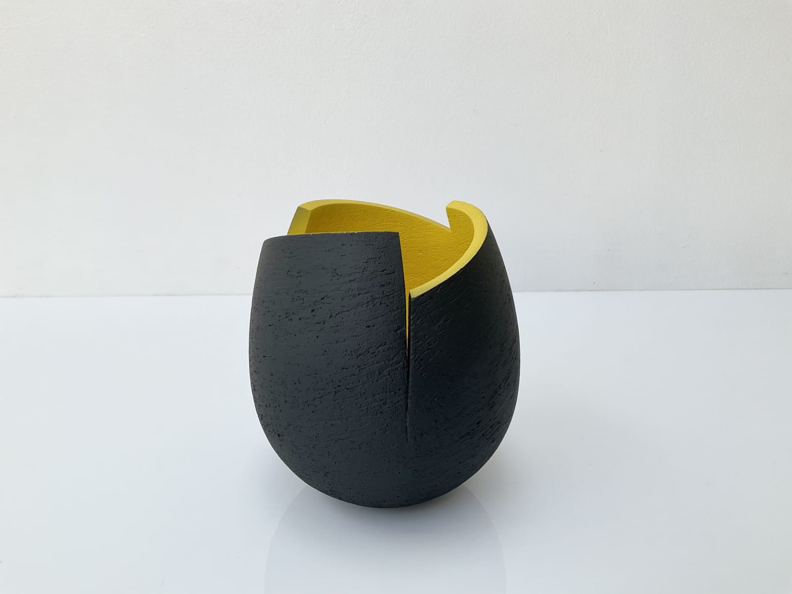 Ashraf Hanna, Cut & Altered Black Bowl With Yellow Interior