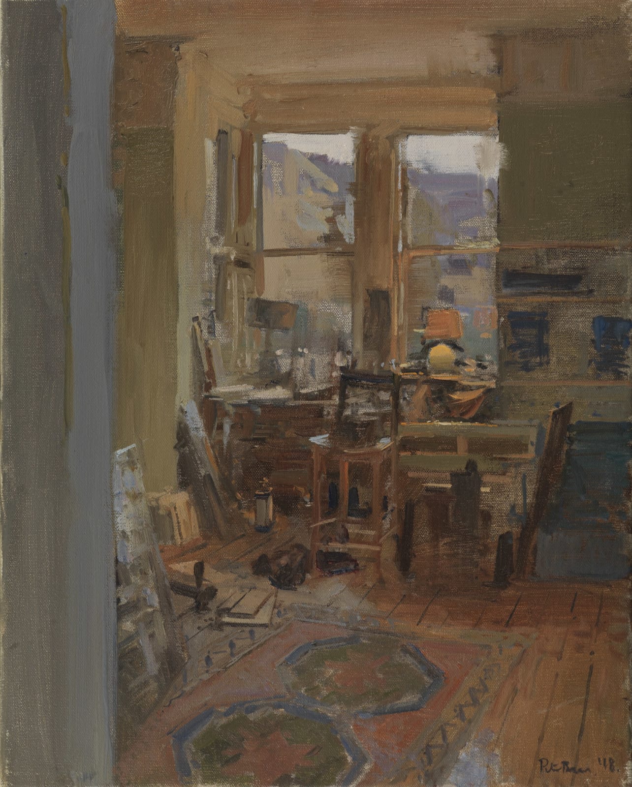 Peter Brown ROI NEAC, The Studio, Lamp Light