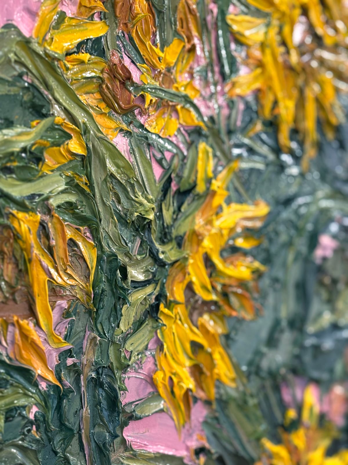 Emily Faludy, Sunflowers on a Pink Cloth, 2024