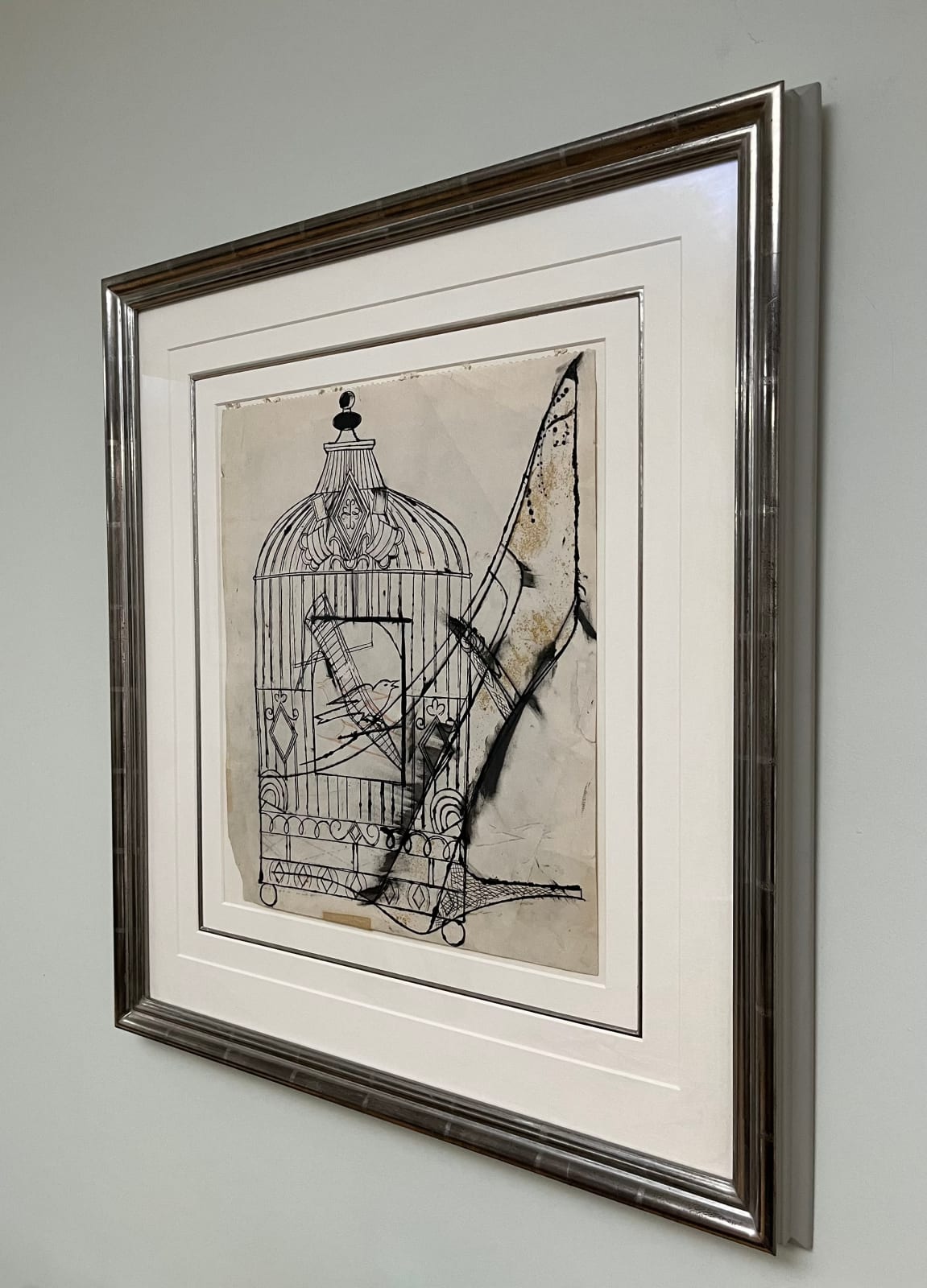 Andy Warhol, Ohne Titel (Bird in a cage and shoe), Circa 1956