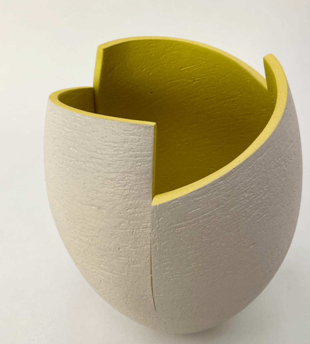 Ashraf Hanna, Grey cut and altered vessel with chartreuse interior