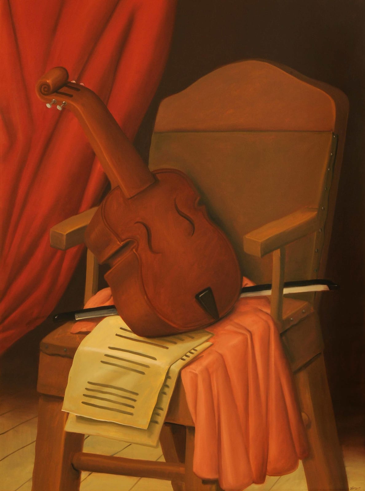 Fernando Botero, Violin on chair, 2005