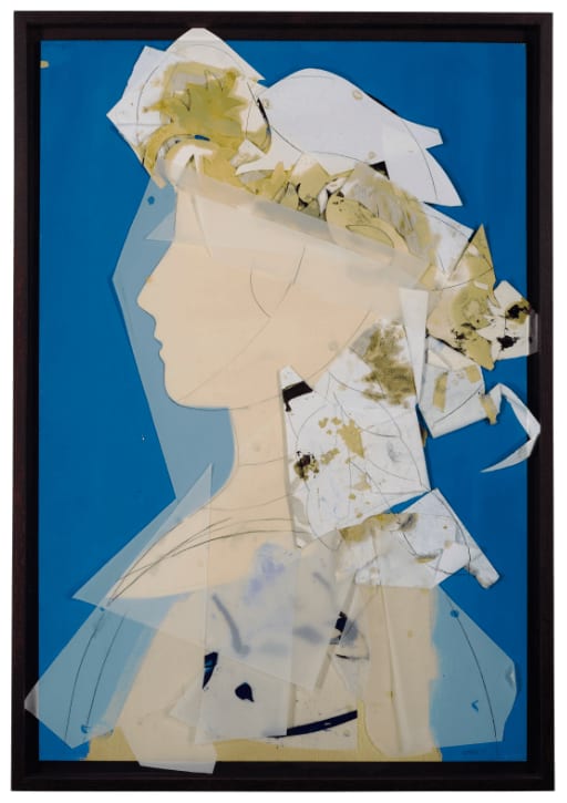 Manolo Valdés, Dama de perfil sobre fondo azul turquesa, 2009