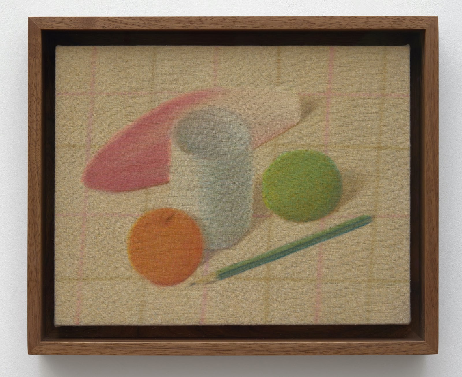 Johnny Izatt-Lowry, Still life on a check table cloth, 2025