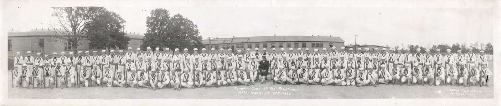 M.F. Weaver, Pliminary Class, 7th Reg. Radio School, Great Lakes, ILL., October 1920