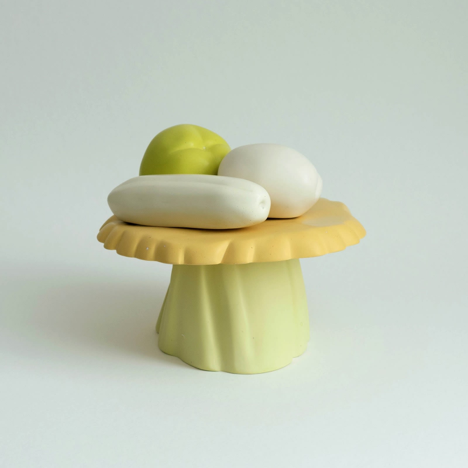 Zucker & Sperer, Arrangement no. 7 (After Botero) (Plum, Cucumber, Pear & Apple), 2025