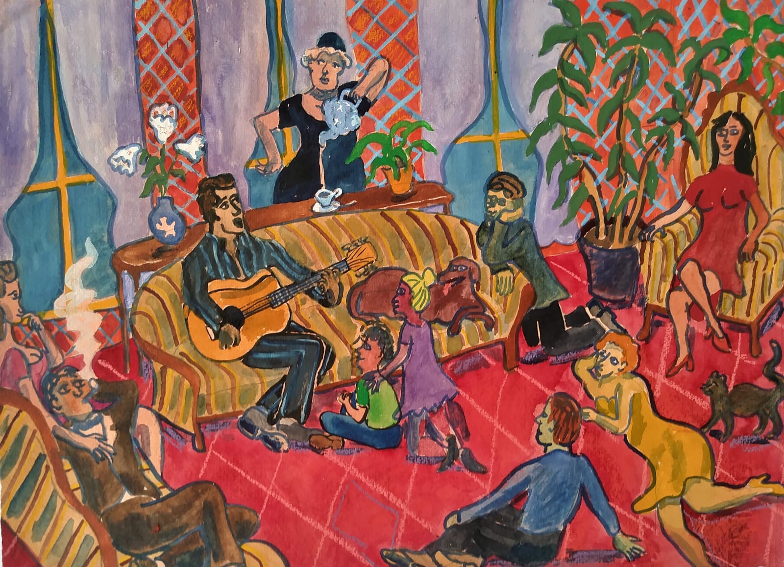 Alexander Nolan, Serenade with guitar in the living room, 2021