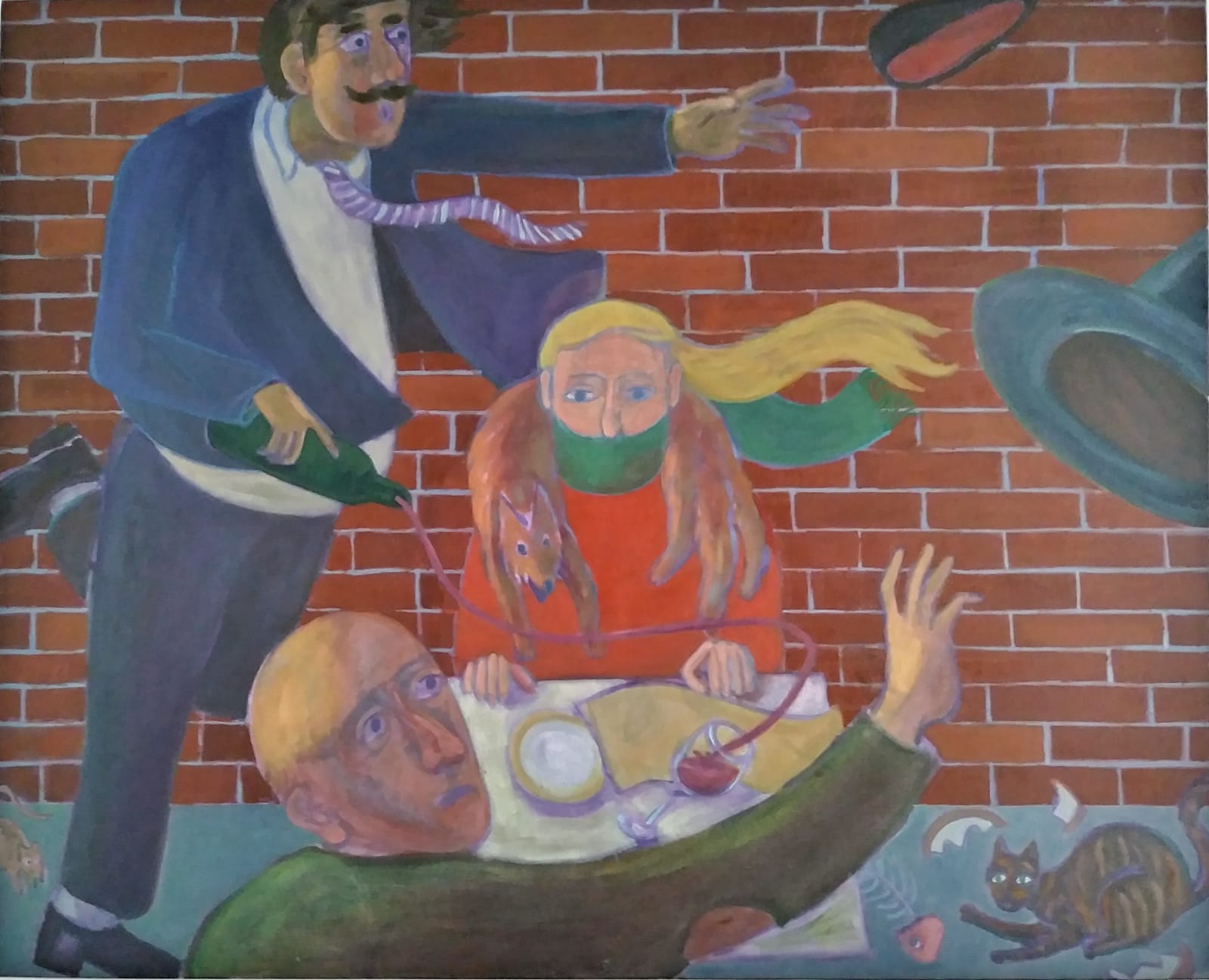 Alexander Nolan, Dining on Sidewalk with Gust of Wind, 2021