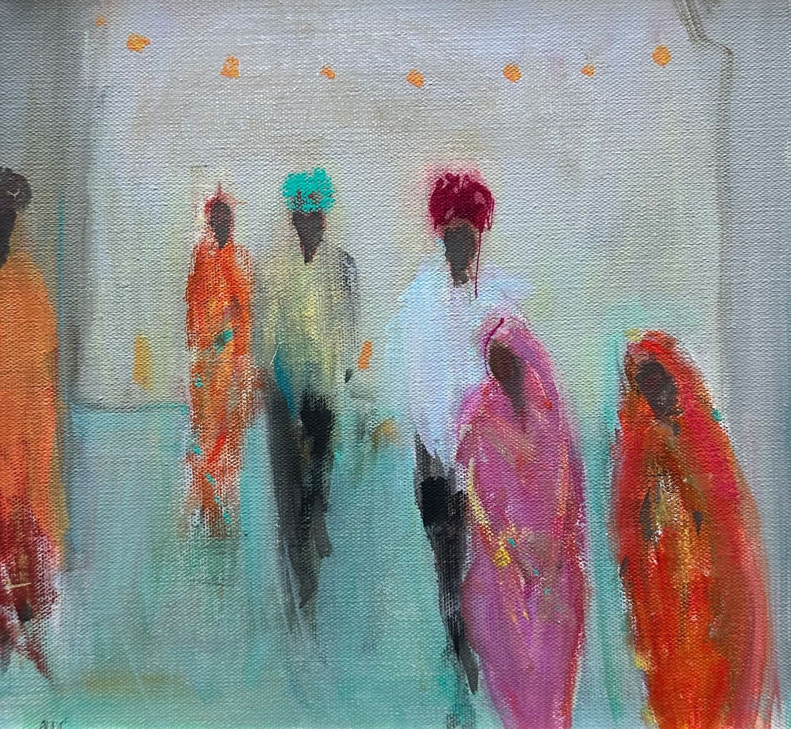 Ann Shrager, Six Figures, Pink and Orange (Hungerford Gallery)