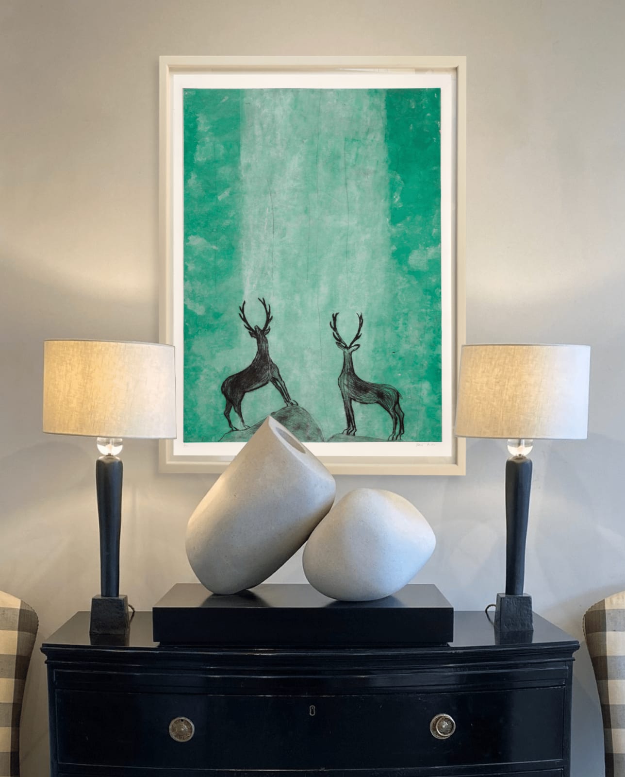 Kate Boxer, Ooooh (Stags admiring a waterfall) (Unframed)