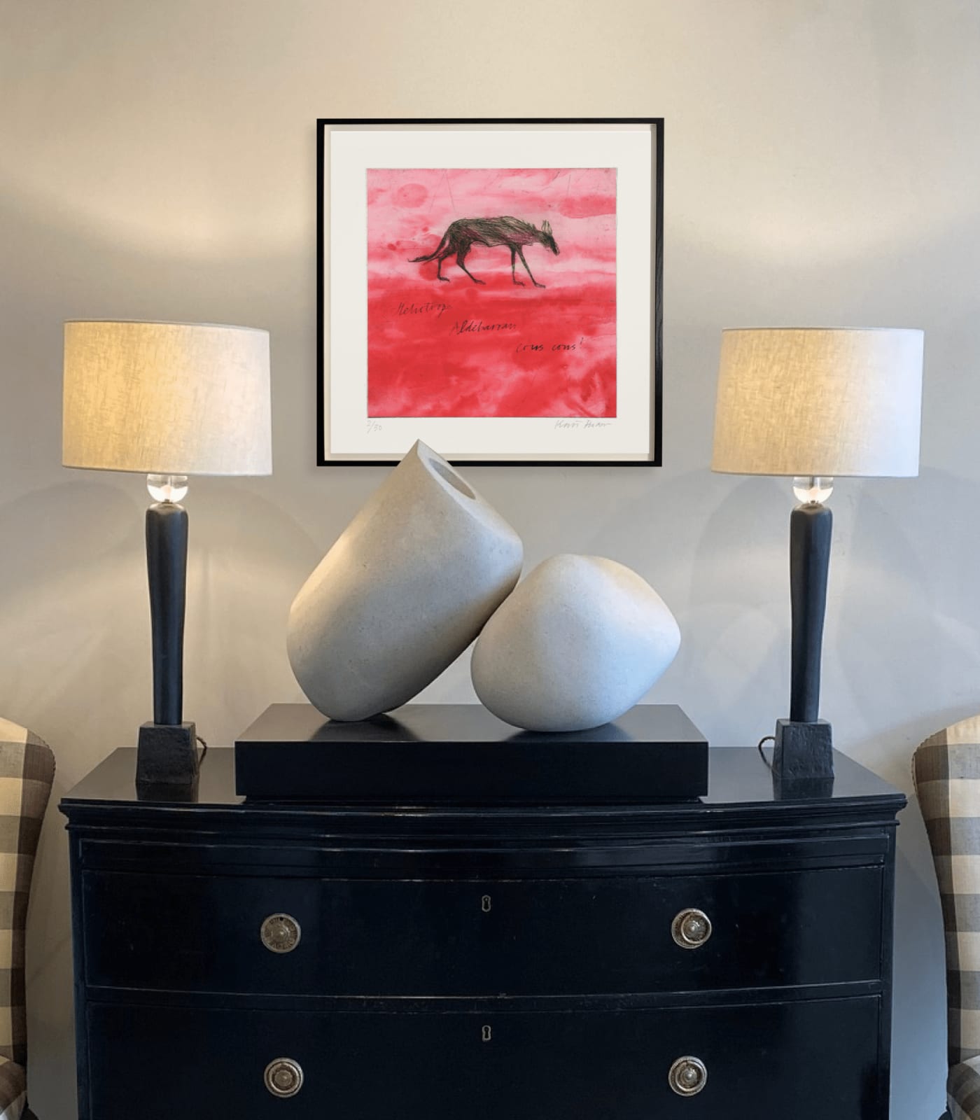 Kate Boxer, Wolf on Red (Unframed)