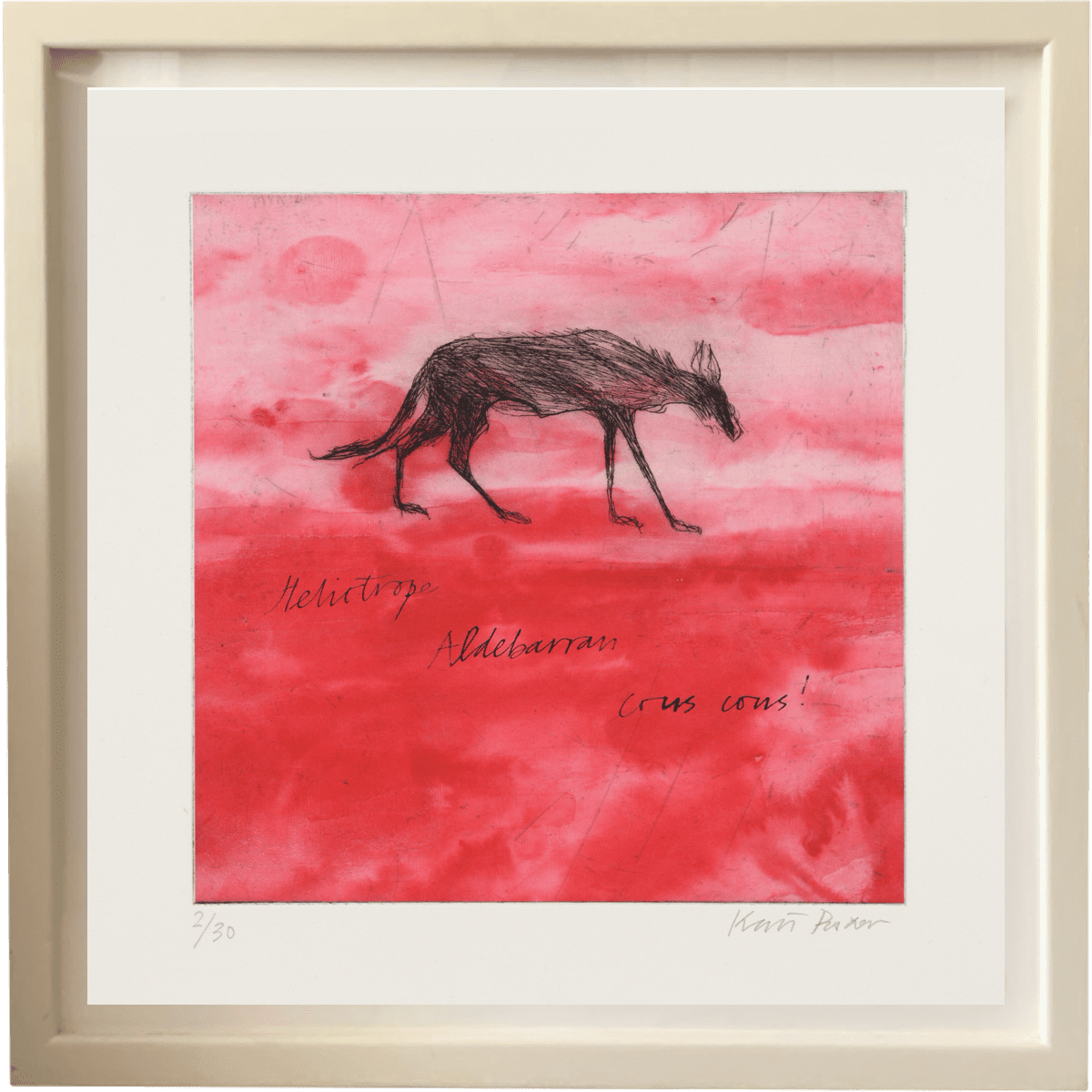 Kate Boxer, Wolf on Red (Unframed)