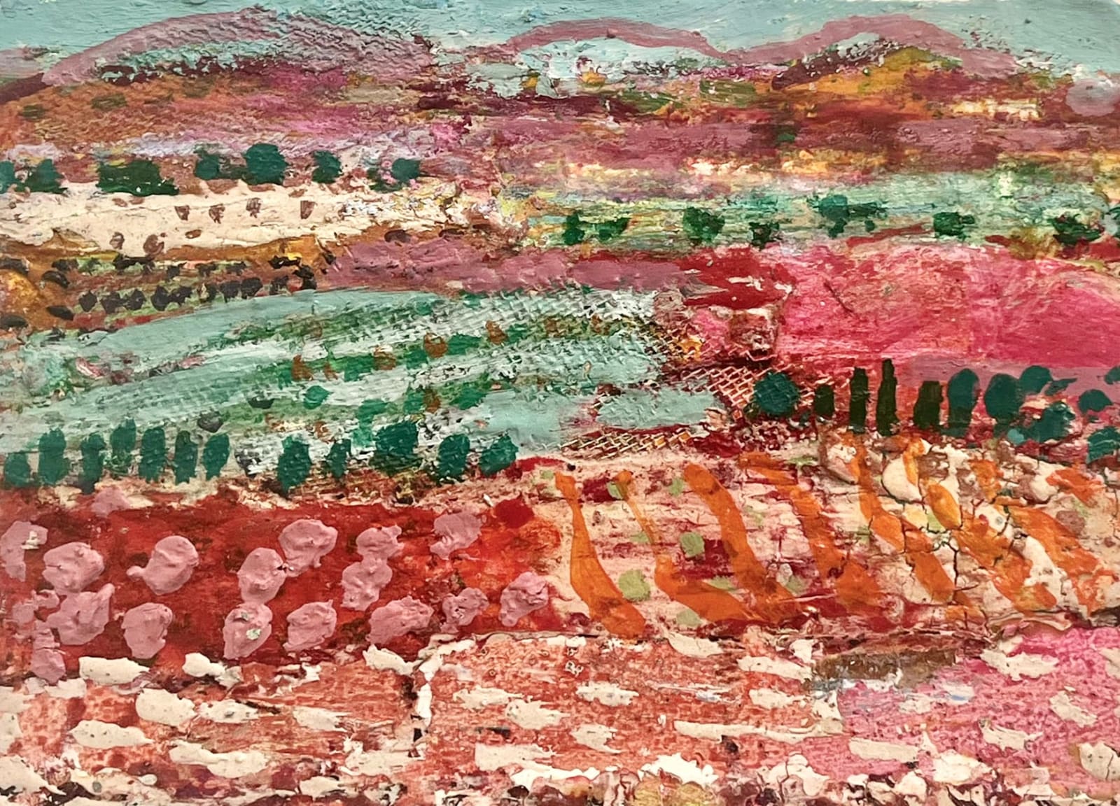 Annabel Keatley, Pink Fields of Almond Blossom (London Gallery)