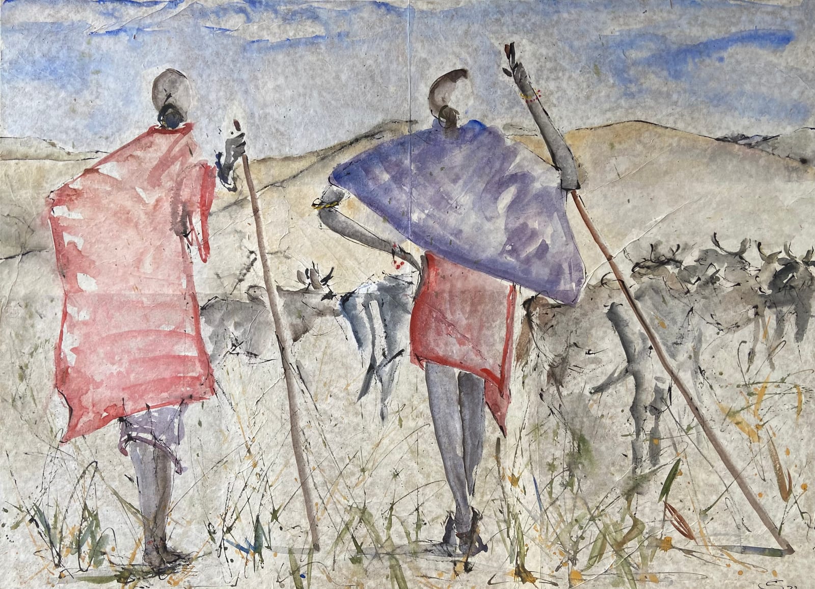 Christine Seifert, Two Maasai Herding