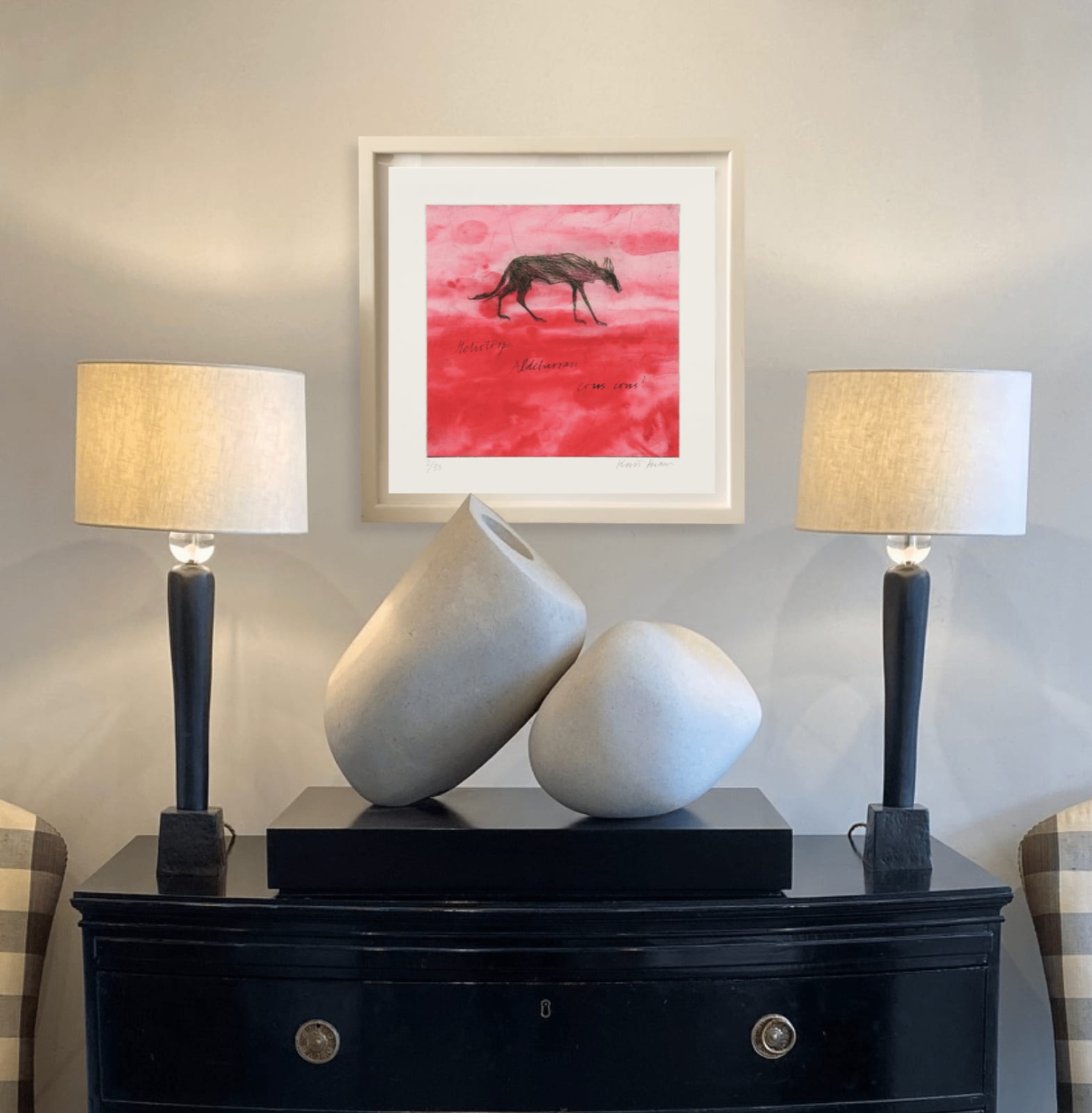 Kate Boxer, Wolf on Red (Unframed)