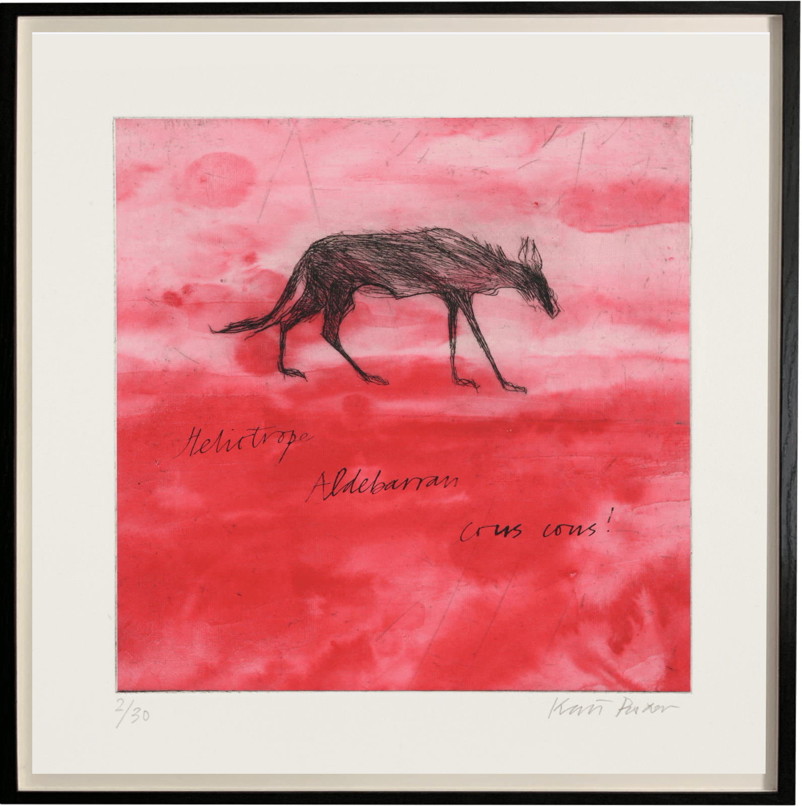 Kate Boxer, Wolf on Red (Unframed)