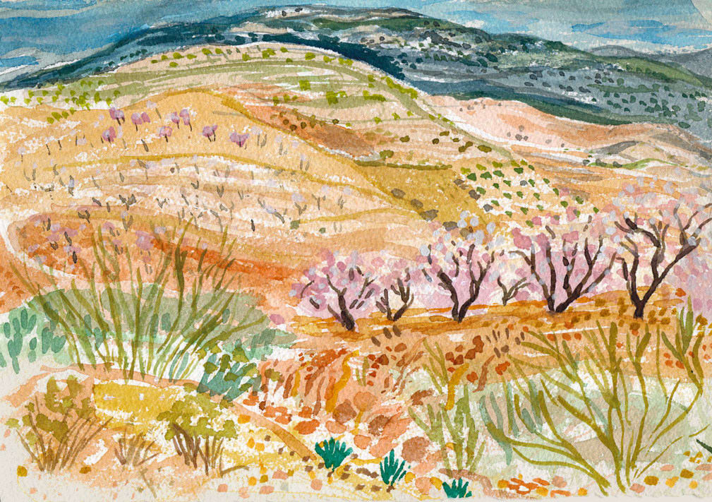 Annabel Keatley, Terracotta Earth and Almonds in Blossom (Hungerford Gallery)