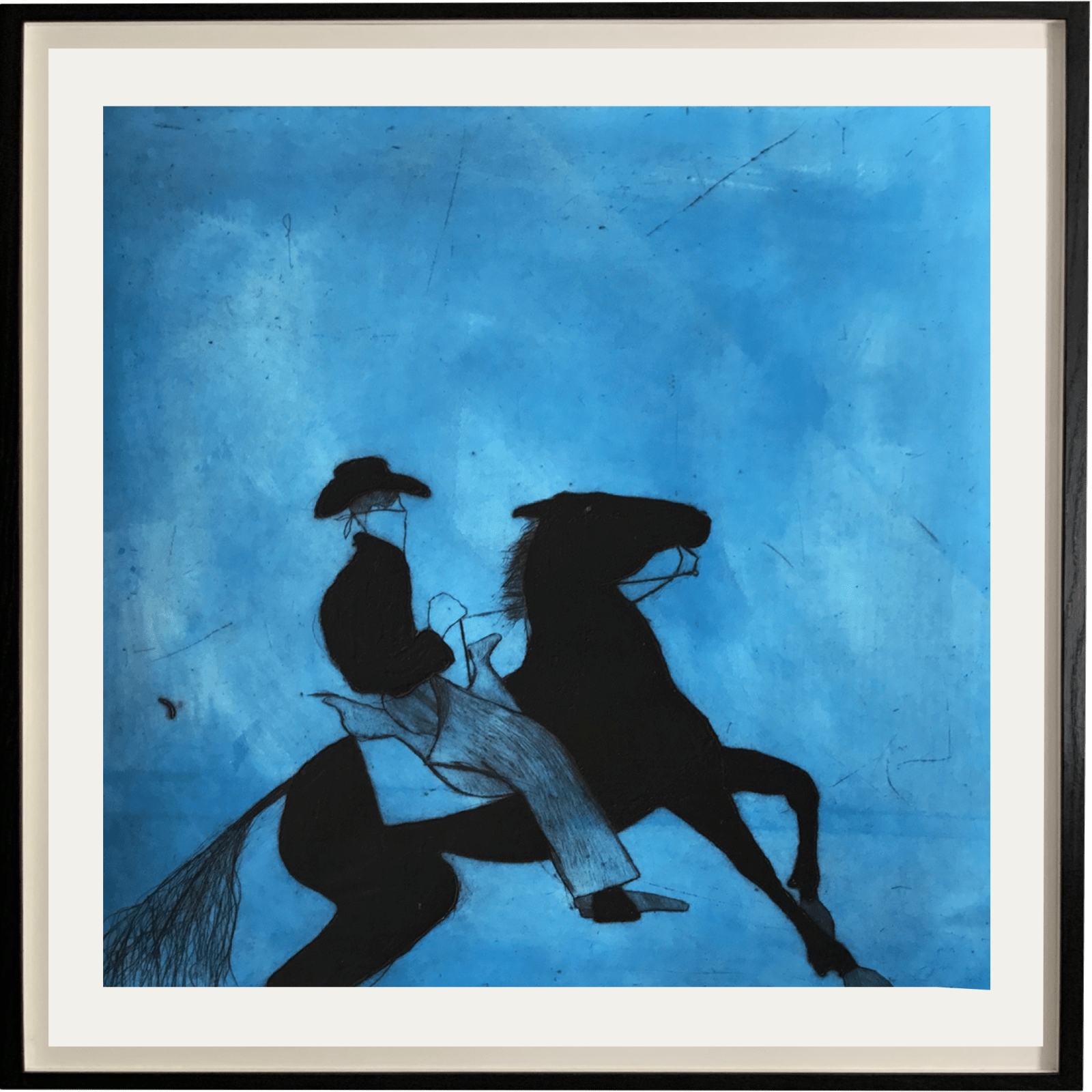 Kate Boxer, Cowboy and Horse - Blue (Unframed)
