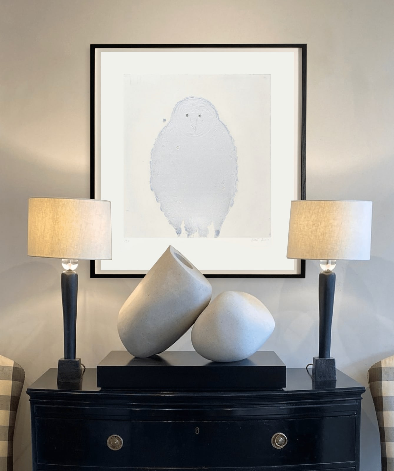 Kate Boxer, Owl (White) (Unframed)