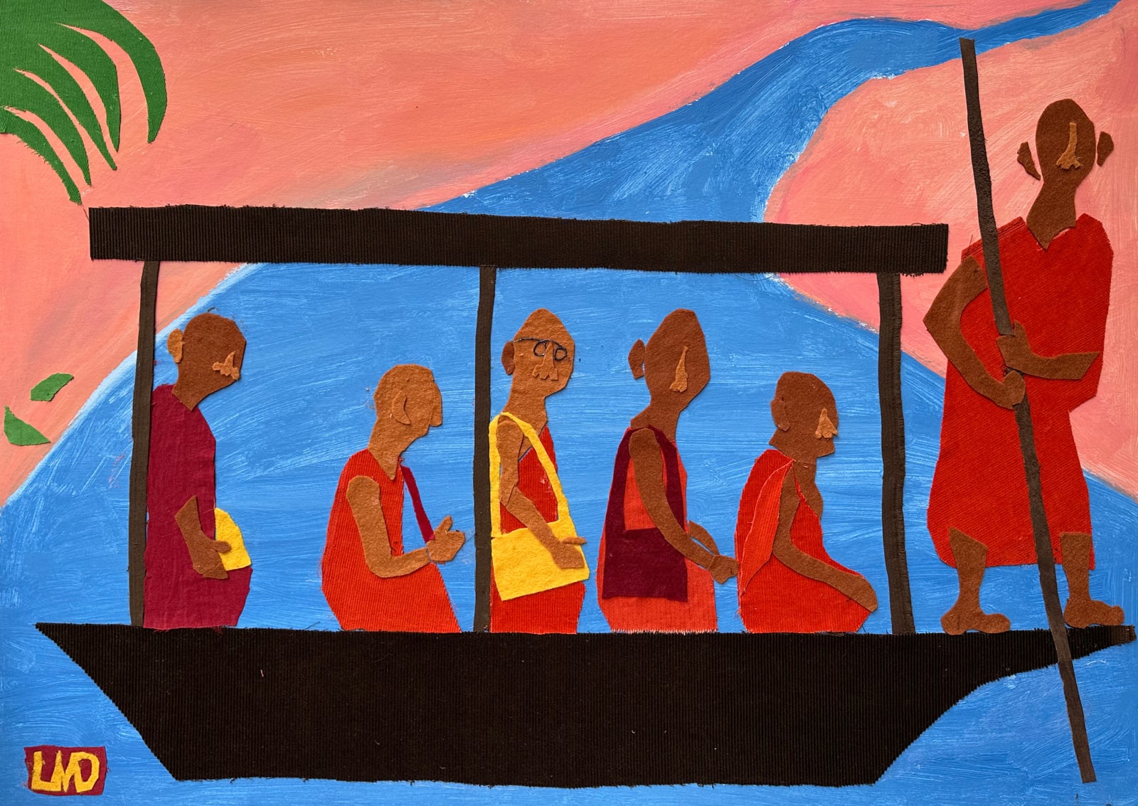 Lucy Dickens, Monks Crossing the Mekong River, Laos (London Gallery)