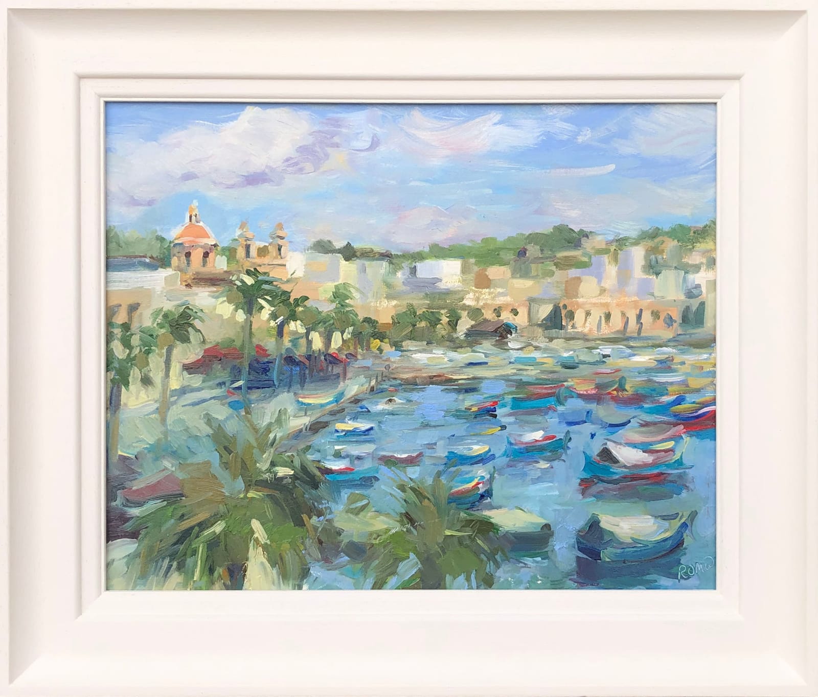 Rachel Wright, Fishing Boats at Marsaxlokk (Hungerford Gallery)
