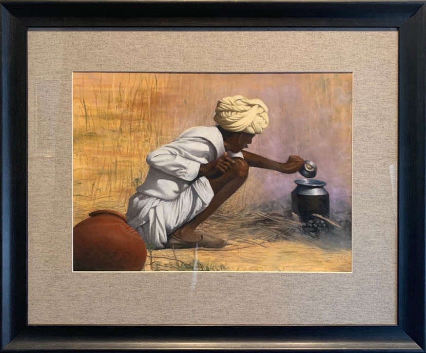 Mark Clark, Rajasthani Man with Vessel (London Gallery)