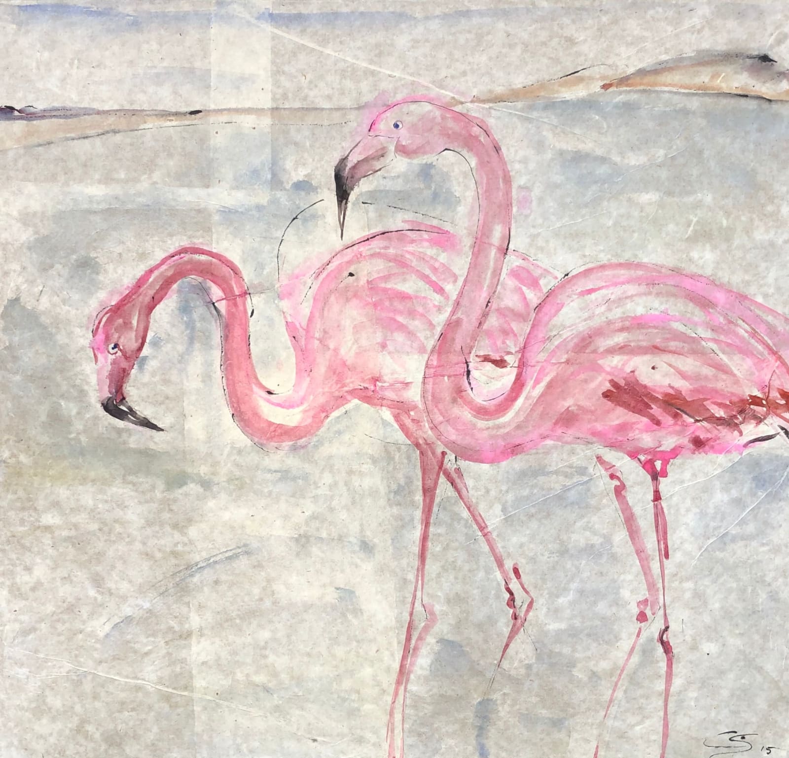Christine Seifert, A Pair of Flamingos (Hungerford Gallery)