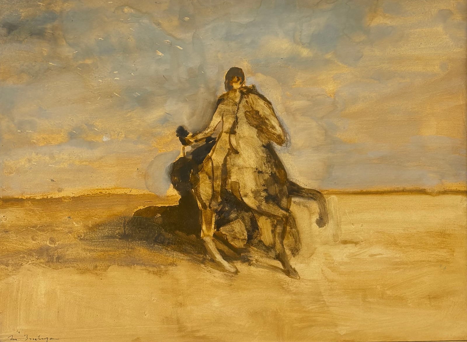 Antoine de La Boulaye, Horseman - Desert Background (Mounted) (Hungerford Gallery)