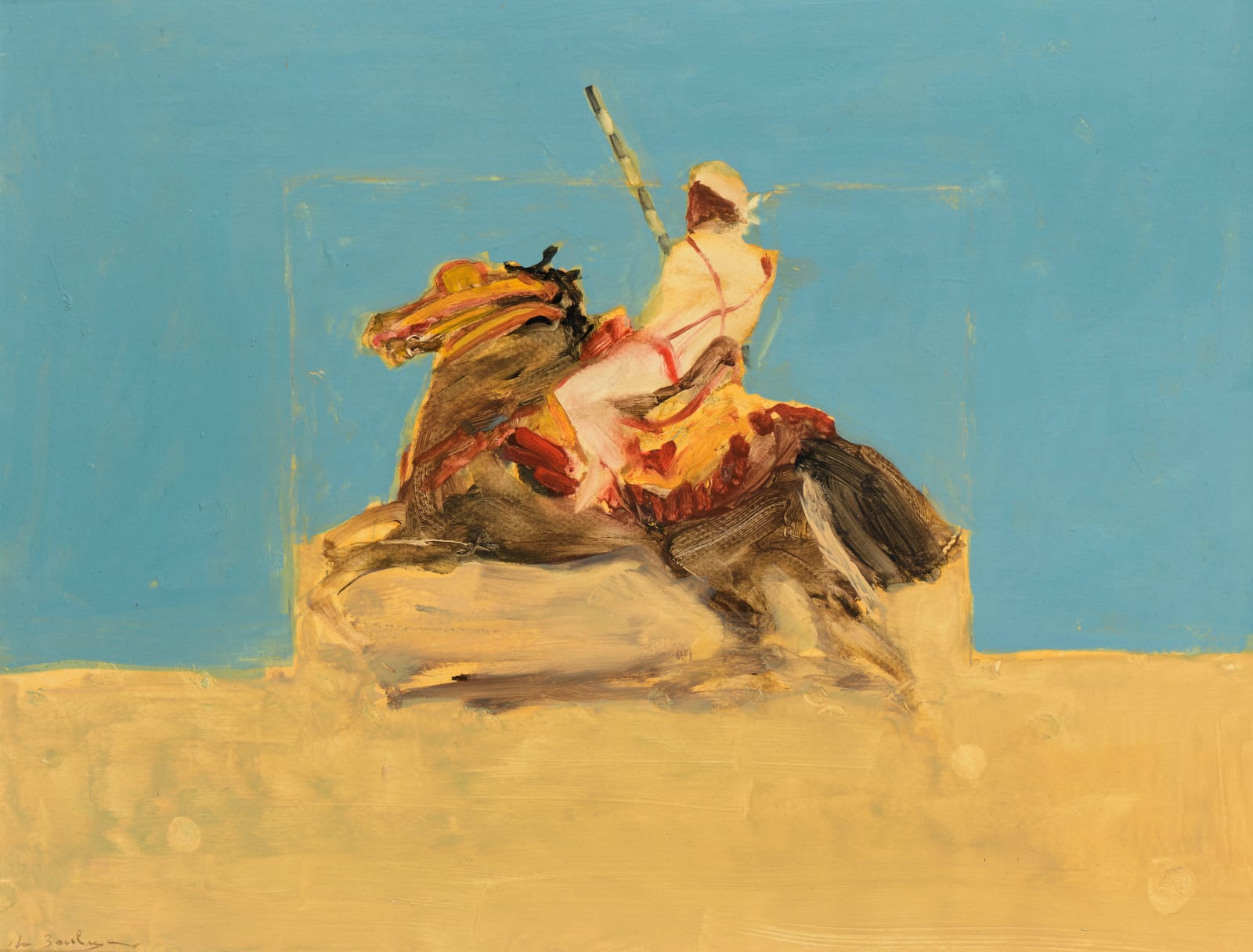 Antoine de La Boulaye, Orientalist Horseman (Blue) (Hungerford Gallery)