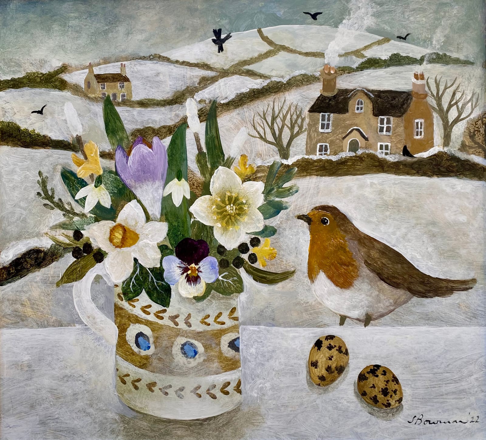 Sarah Bowman, Robin and Winter Posy (London Gallery)