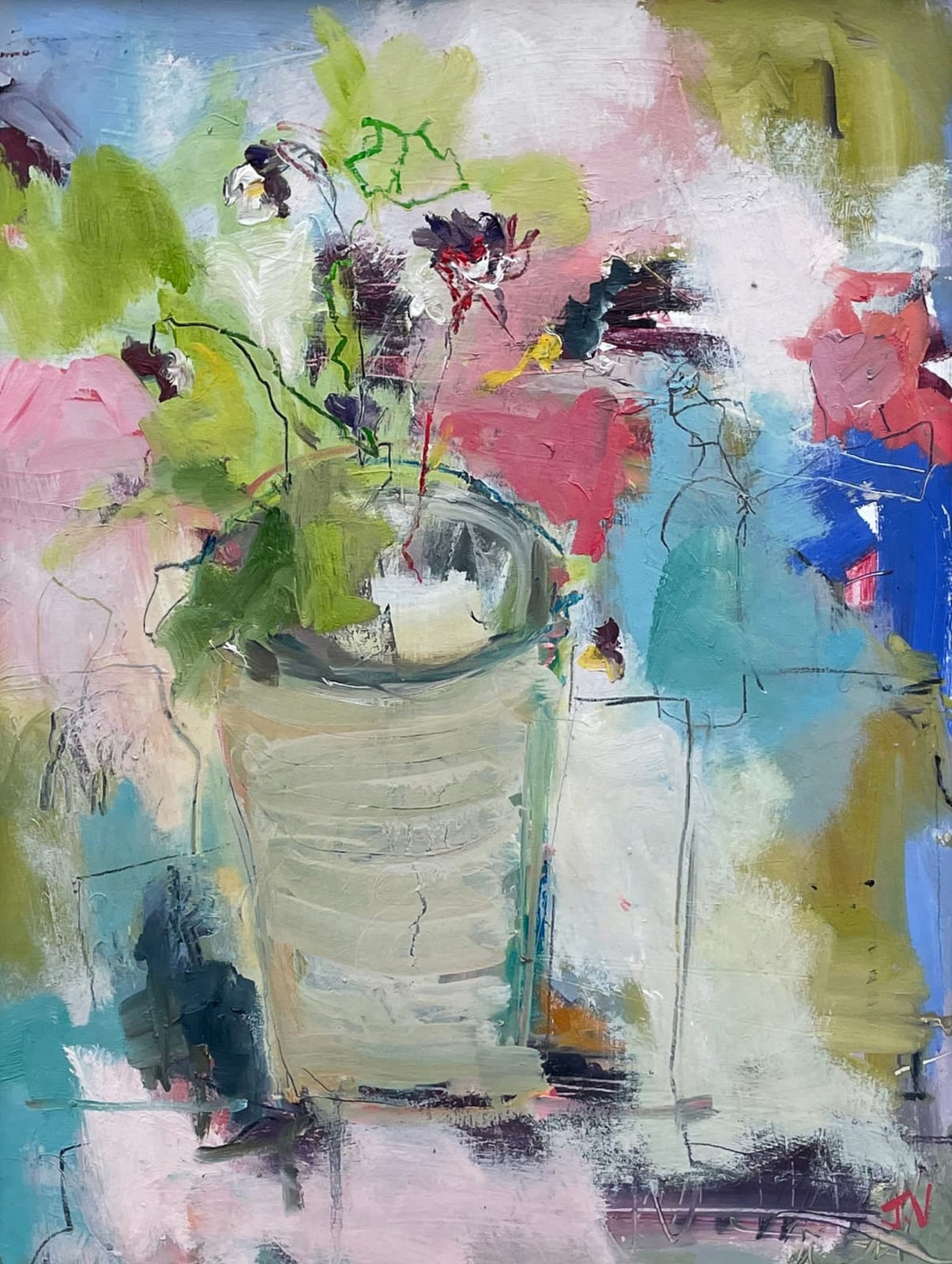 Jo Vollers, Violas in a Garden Pot (Hungerford Gallery)