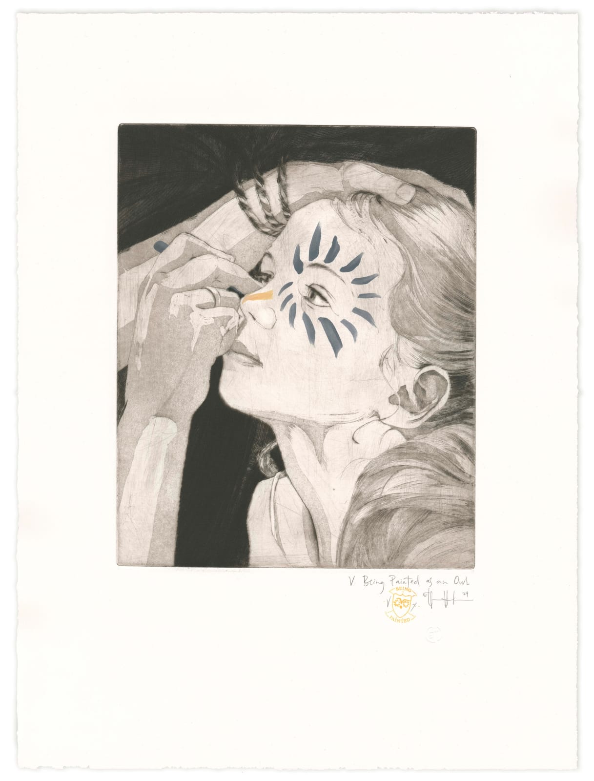 Ellen Heck, V. Being Painted as an Owl, 2024
