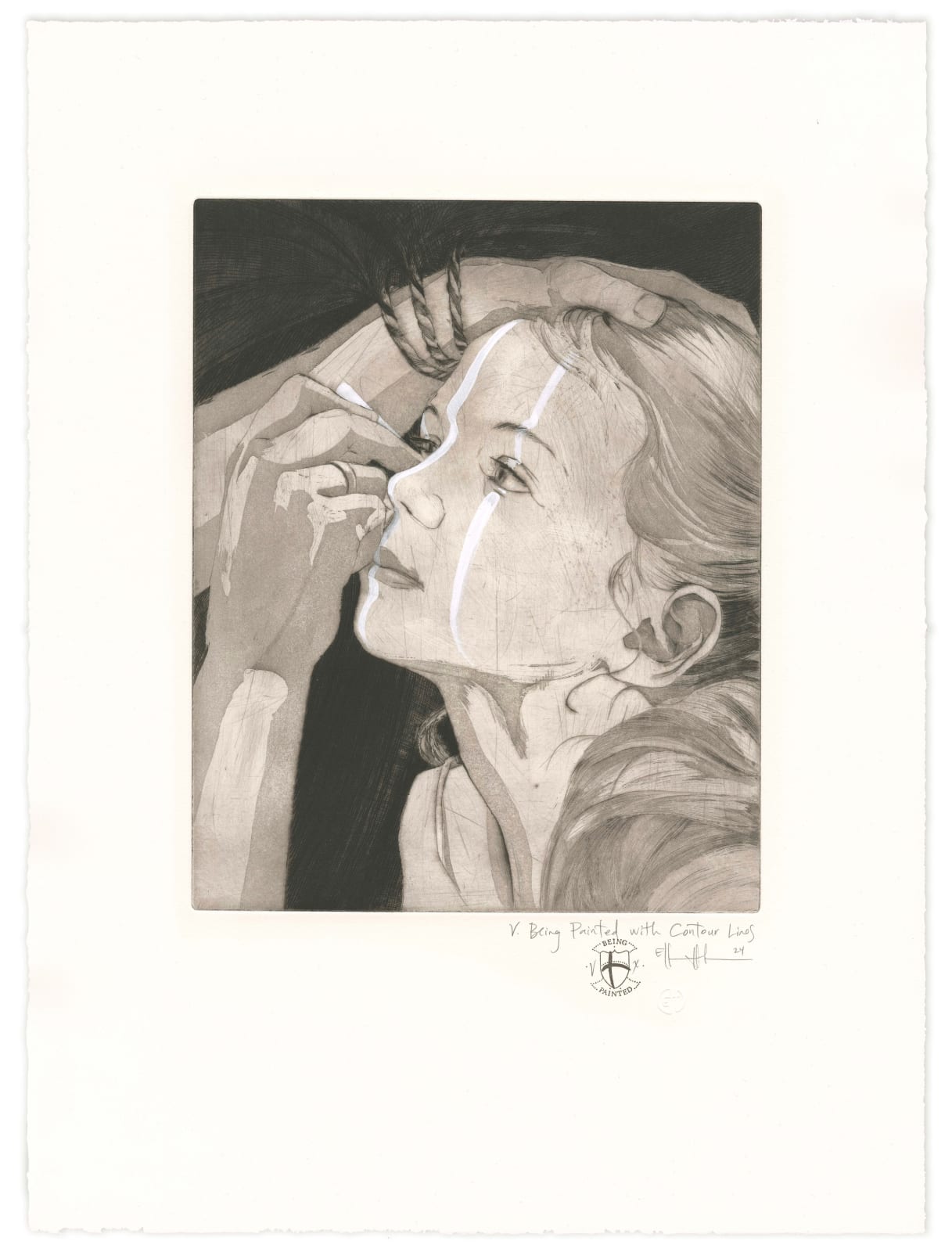 Ellen Heck, V. Being Painted with Contour Lines, 2024
