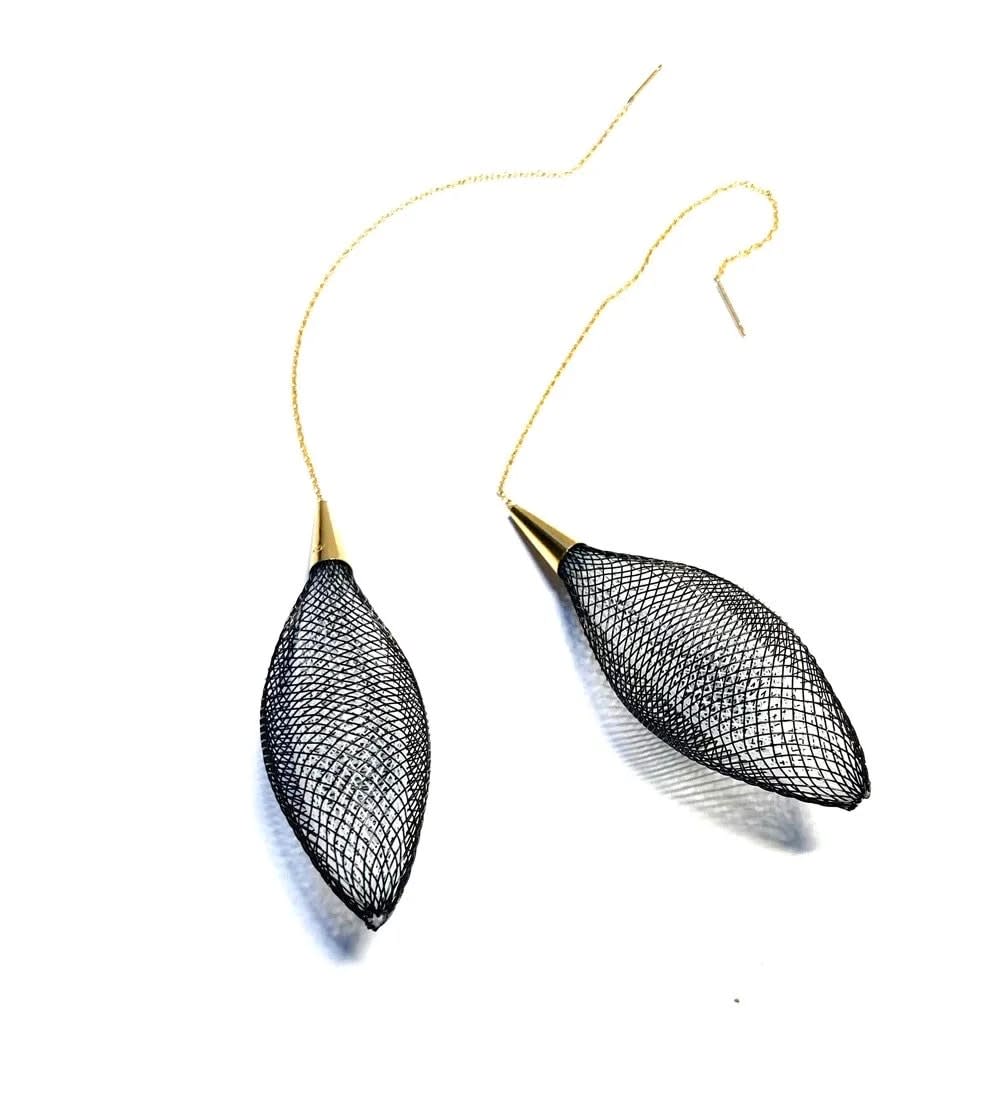 Michal Lando, Ovulo Earrings in Gold - Black + White, 2025