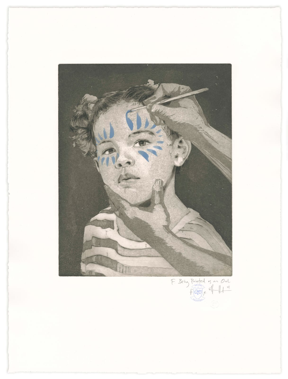 Ellen Heck, F. Being Painted as an Owl, 2024