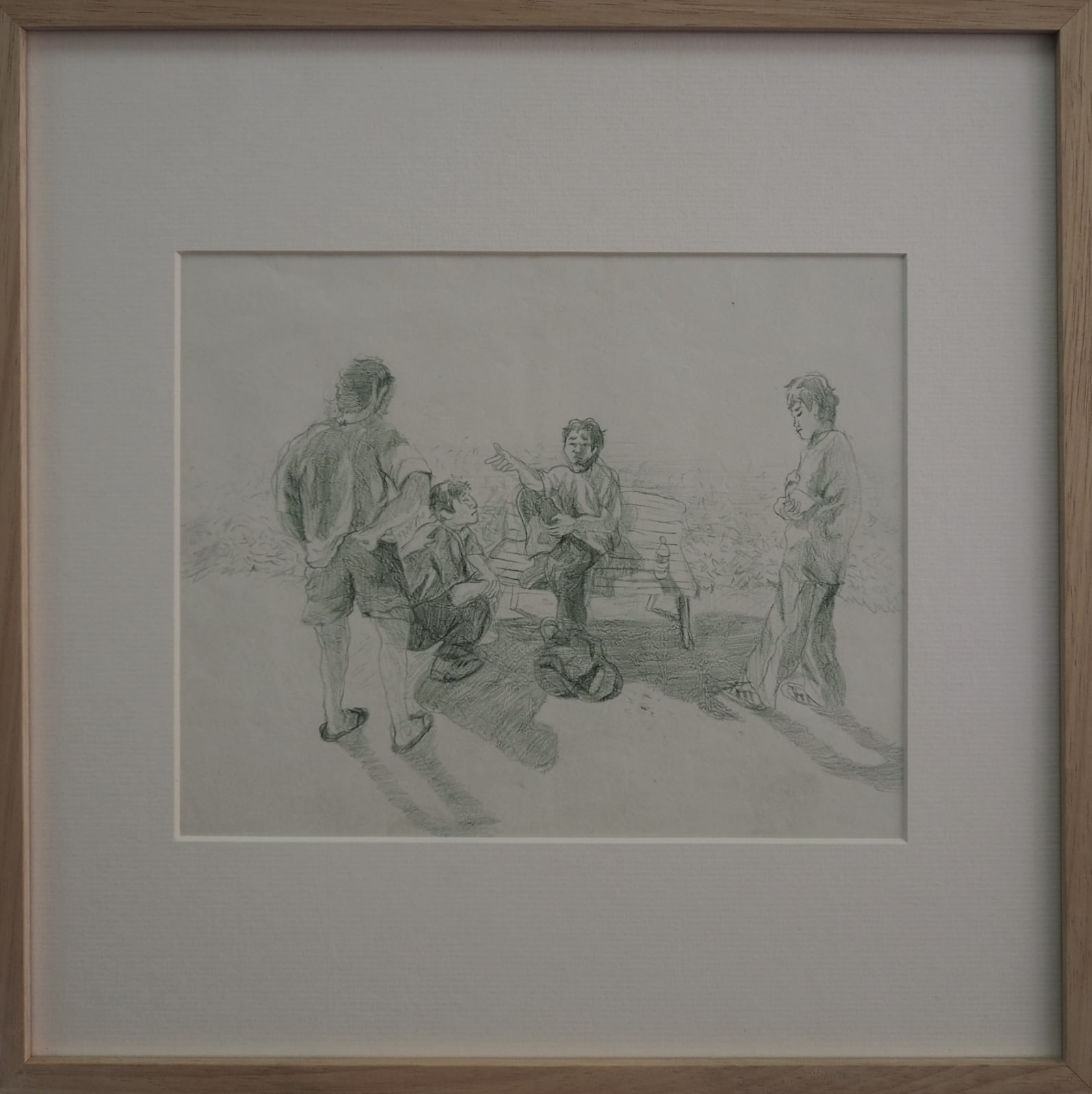 Faris Heizer, Park Bench Meeting (Study), 2023