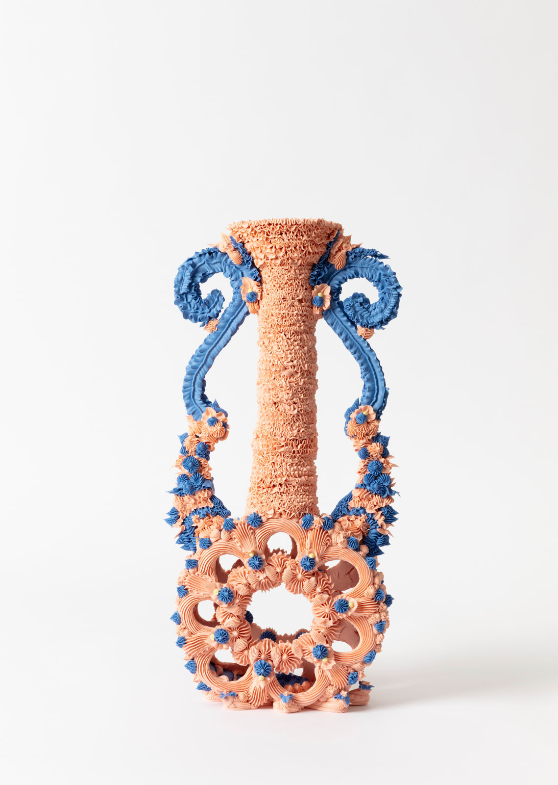 Ebony Russell, Suspiciously Beautiful: Peach Perforated Urn, 2025
