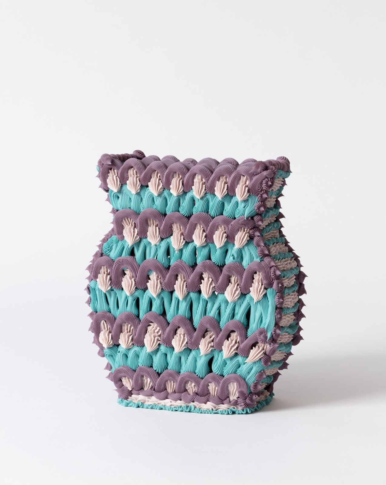 Ebony Russell, Suspiciously Beautiful Flatware Vase Purple, Pink and blue scallop, 2025