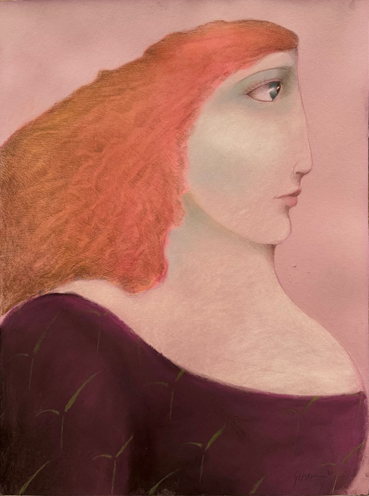 David Geiser. Pastel on paper drawing.
