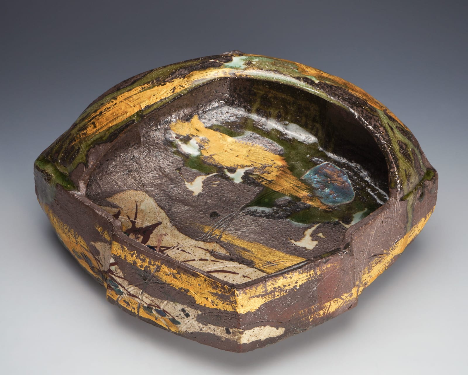 Tsuboshima Dohei 坪島 圡平, Basket with inlaid gold and silver, cia 1993